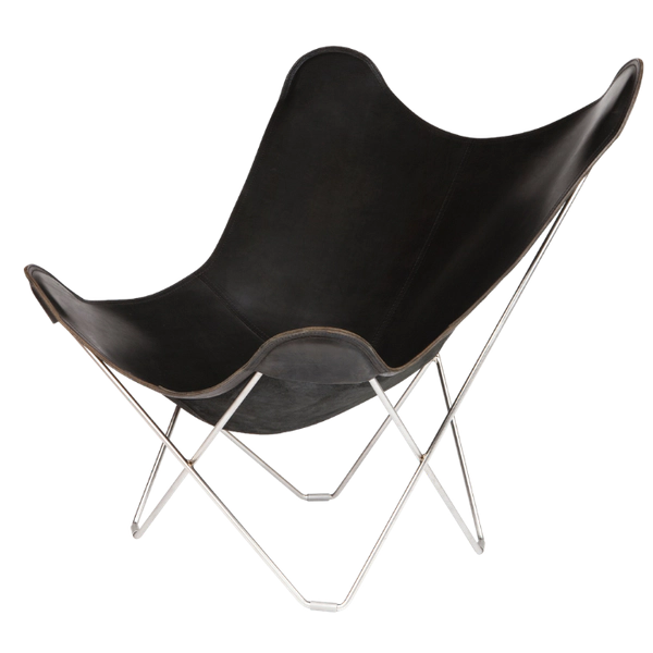 Cuero Design Butterfly Leather Chair Chrome Structure