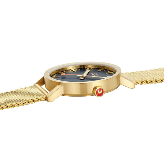 Mondaine Watch CLASSIC Gold Ocean Blue 40 mm