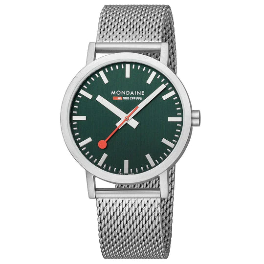 Mondaine Watch CLASSIC Silver Forest Green 40mm