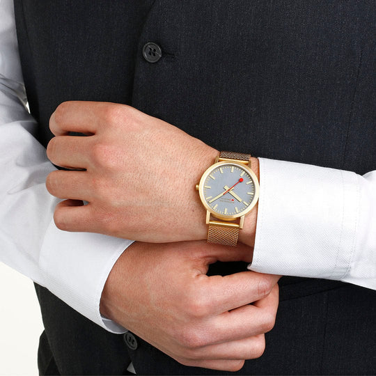 Mondaine Watch CLASSIC Gold Grey 40mm