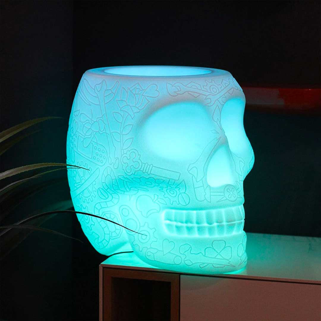 Qeeboo MEXICO LED Skull Planter or Champagne Cooler