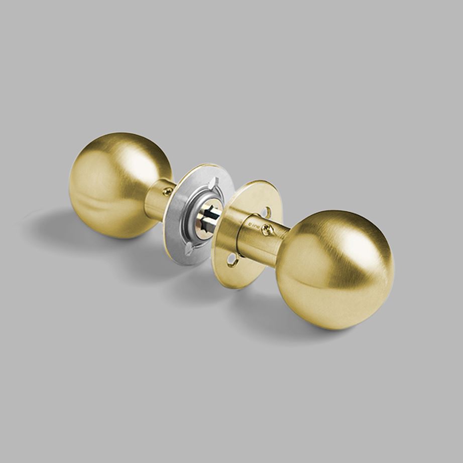 d line Ball Knob Door Lever Handle Brass