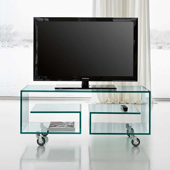 Tonelli FLO1 Glass Tv Stand on Castors
