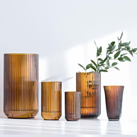 Lyngby Glass Vases Amber