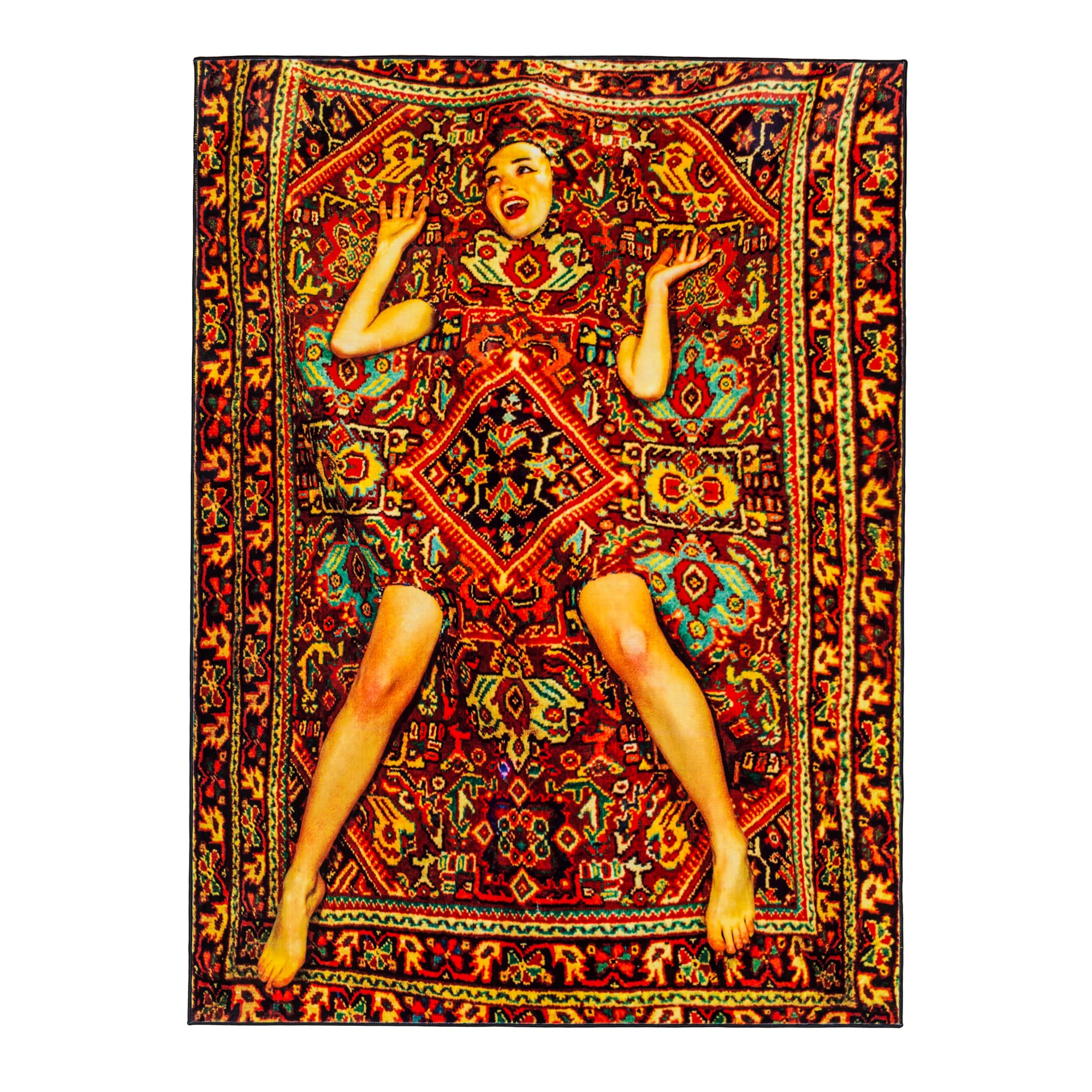 Seletti wears Toiletpaper Rectangular Rug Lady on Carpet