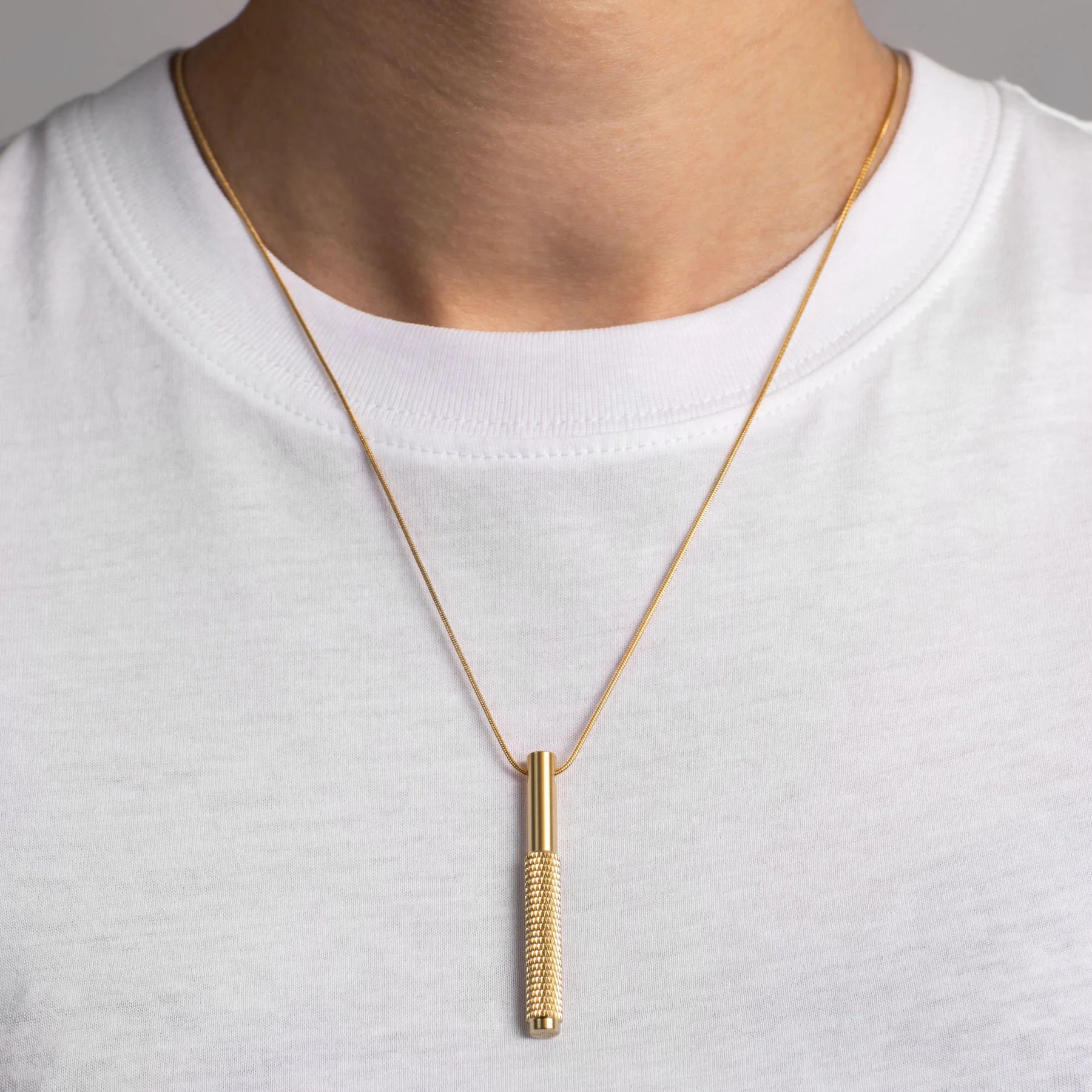 Buster and Punch Necklace w Vertical Machined Pendant | Panik Design