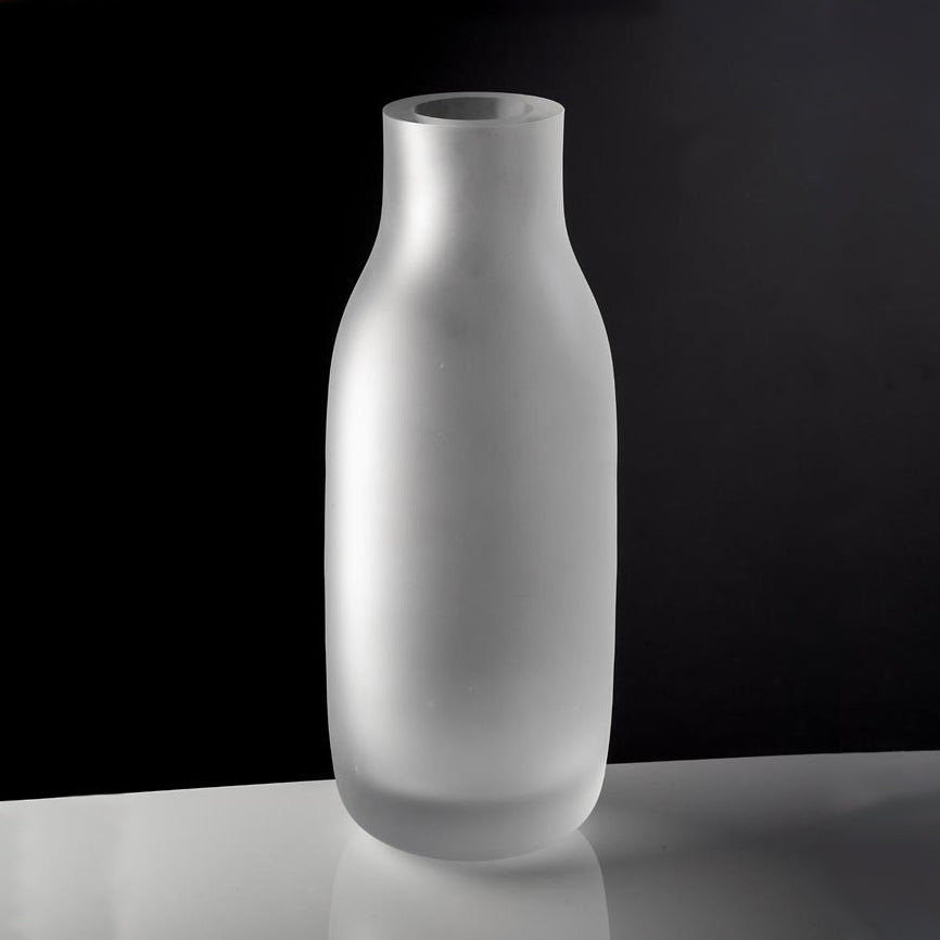 Qubus Milk Sandblasted Glass Vase