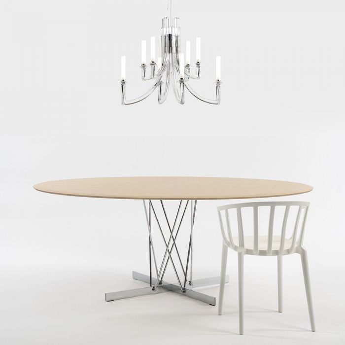 Kartell Viscount of Wood Round Table by Philippe Starck