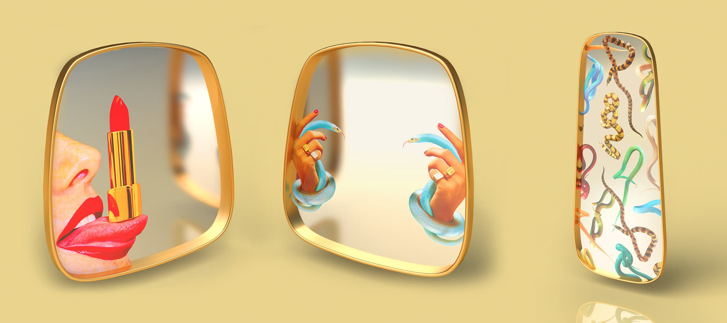Seletti LIPSTICKS Mirror Gold Frame