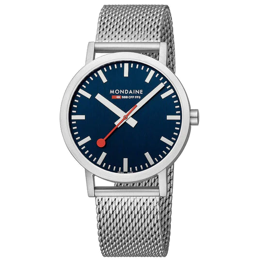 Mondaine Watch CLASSIC Silver Blue 40mm