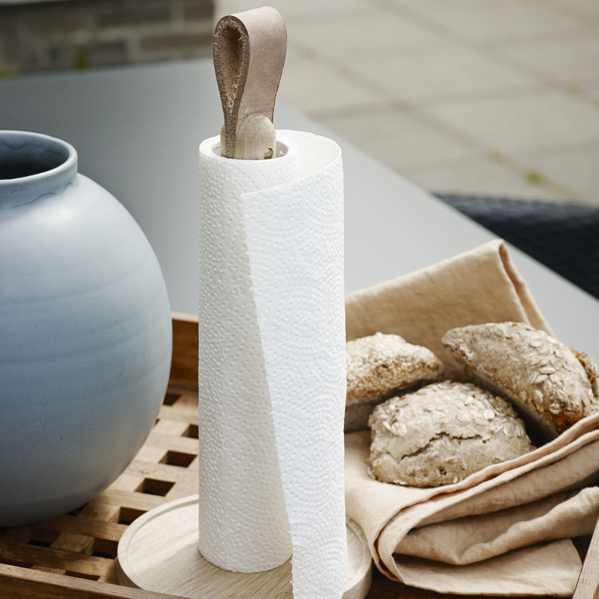 Skagerak - Norr Kitchen Roll Holder Oak and Leather