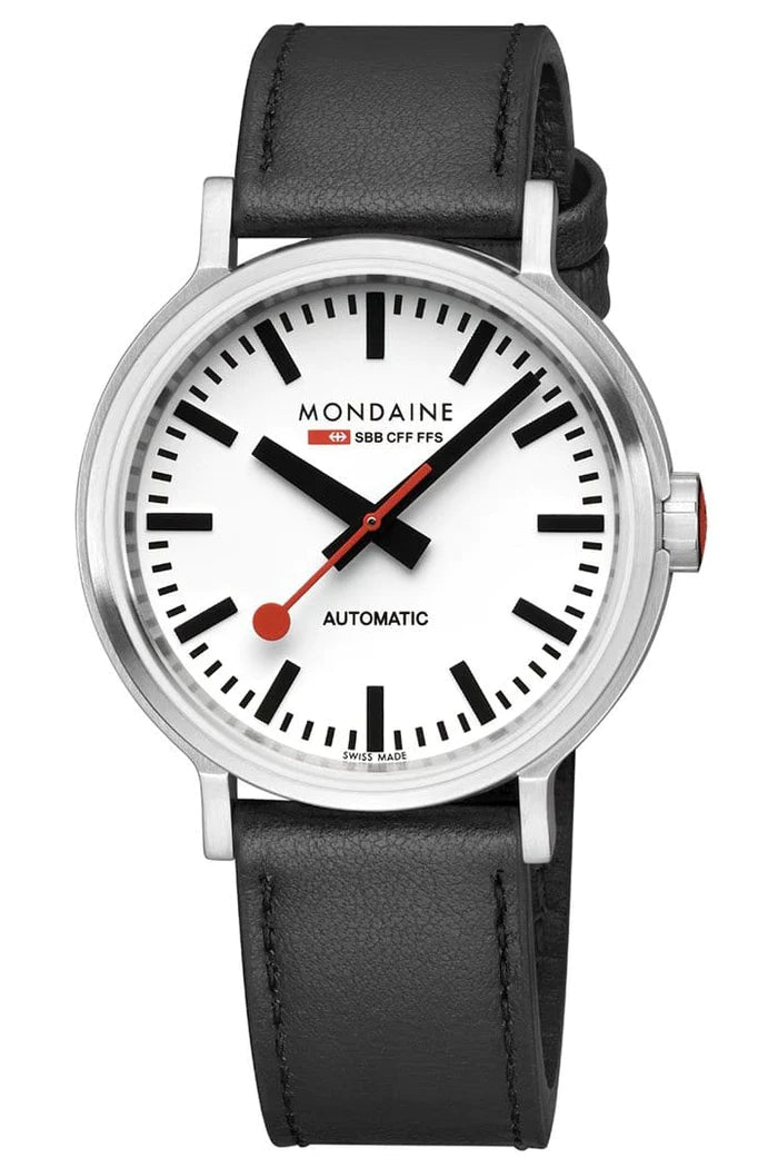 Mondaine Original Automatic Watch Black Leather 41mm